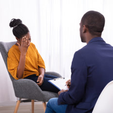 Woman Visiting Psychologist To Treat Depression
